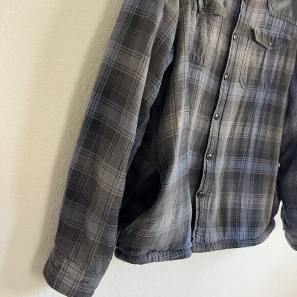 Rustic Ridge Men's Size XL Black Blue Flannel Plaid Sherpa Lined Shacket Jacket - Picture 10 of 11